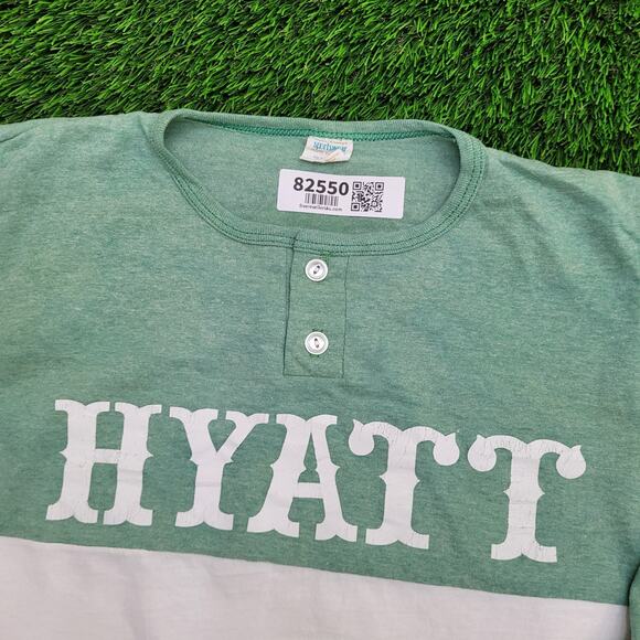 Vintage 80s Hyatt Henley Shirt Small 18x25 Two-Tone Crop USA - Picture 10 of 16
